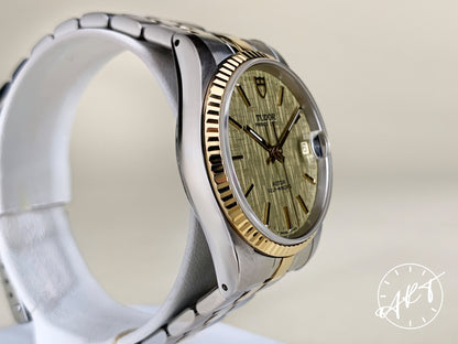 1998 Tudor Prince Date Gold Linen Dial 18K Gold & SS Ladies Watch 72033 BP