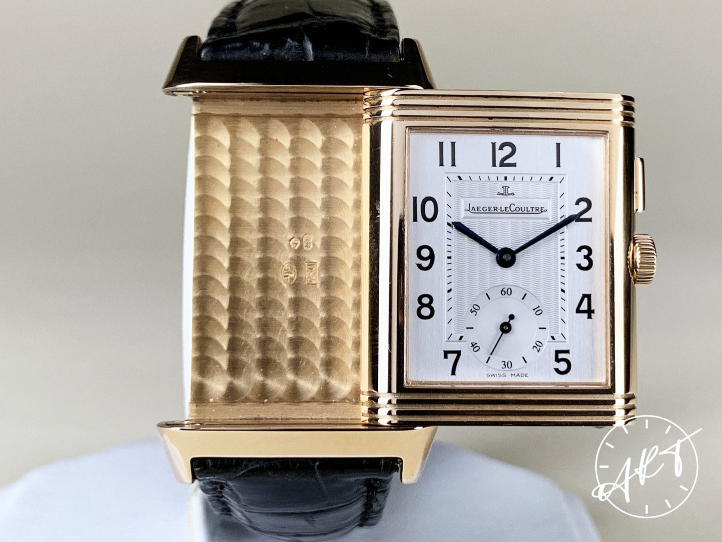 Jaeger-LeCoultre Reverso Duo GMT Black & Silver Dial 18K RG Watch Q2712410 BP
