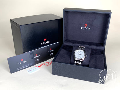 NEW Tudor Glamour Day-Date Silver Jacquard Dial SS Auto Watch 56000-0003 w/ B&P