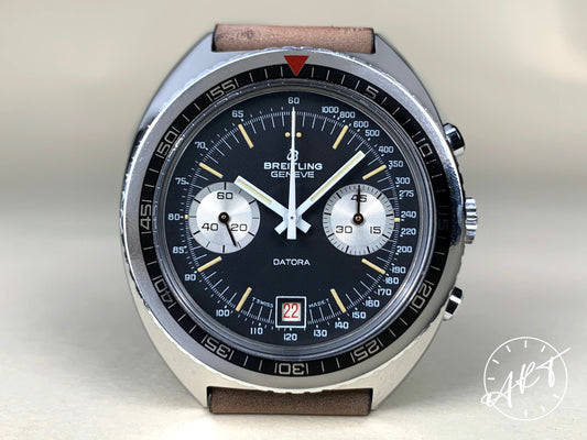 NOS Vintage 1973 Breitling Datora Val 7734 Chrono Reverse Panda Dial Watch 2034