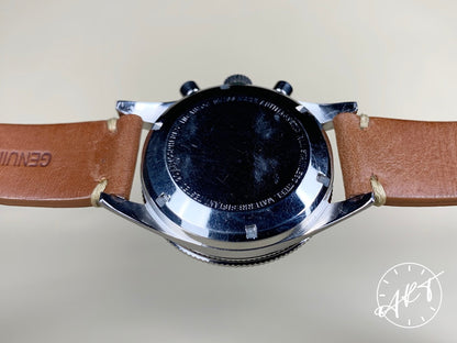 Vintage Le Jour Val 7733 Chrono Brown TROPICAL DIAL SS Manual Pilot Watch w/ B&P