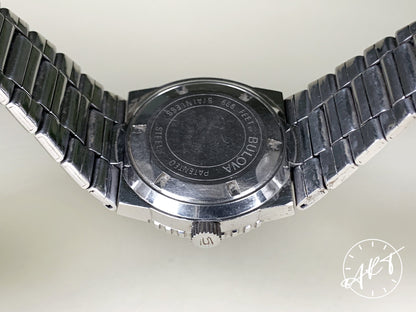 1970s Accutron Snorkel Blue/White Bezel Black Dial Tuning Fork Euro Edition Watch