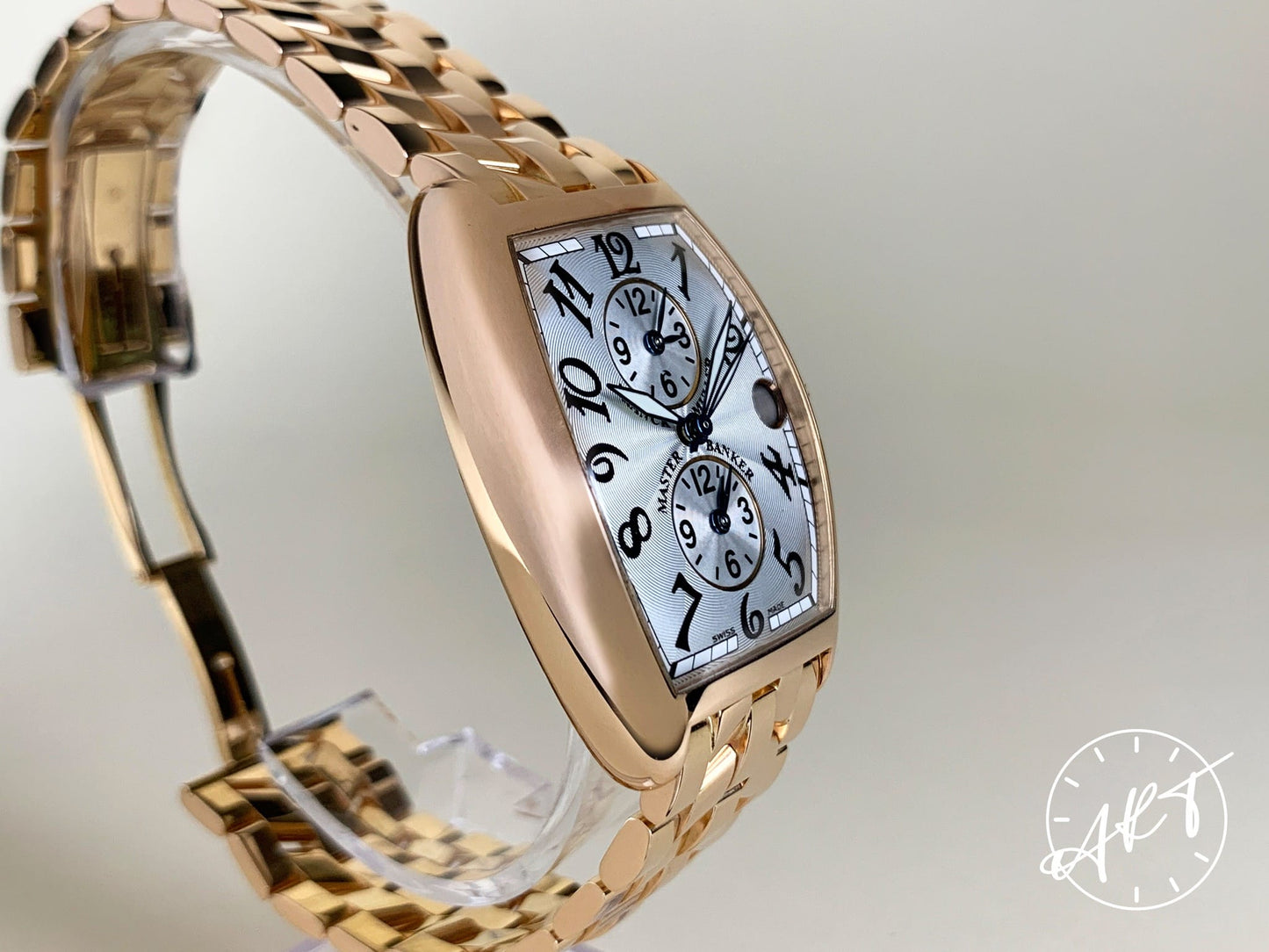 Franck Muller Cintrée Curvex Multi Time Zone Silver Dial 18K RG Watch 2852 MB BP