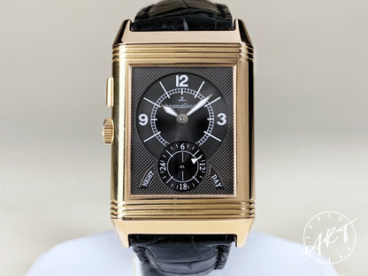 Jaeger-LeCoultre Reverso Duo GMT Black & Silver Dial 18K RG Watch Q2712410 BP