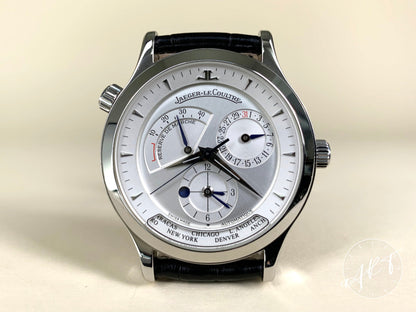 Jaeger-LeCoultre Master Geographic Silver Dial SS Auto Watch 142.8.92 w/ Box