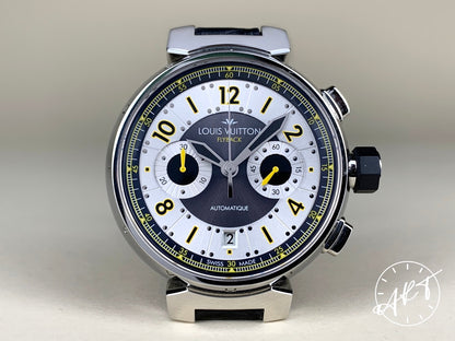 Louis Vuitton Tambour Volez Flyback Chrono Black & Silver Dial Ltd Watch Q1028 BP