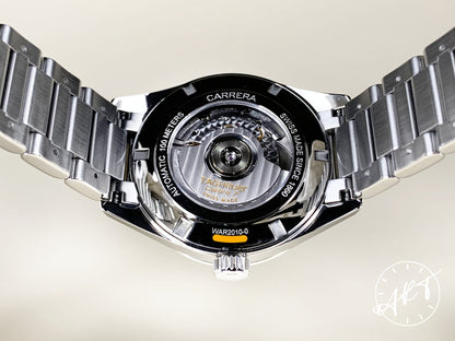 Tag Heuer Carrera Cal 7 Twin Time Black Dial SS Auto Watch WAR2010 w/ B&P