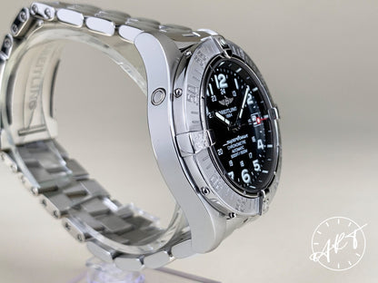 Breitling SuperOcean Black Dial SS Auto Diver Watch A17360 w/ Paper & Manual