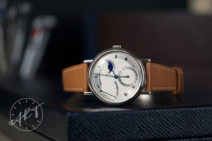 Breguet Classique Moonphase Silver Dial 18K WG Auto Watch 7137BB w/ Paper