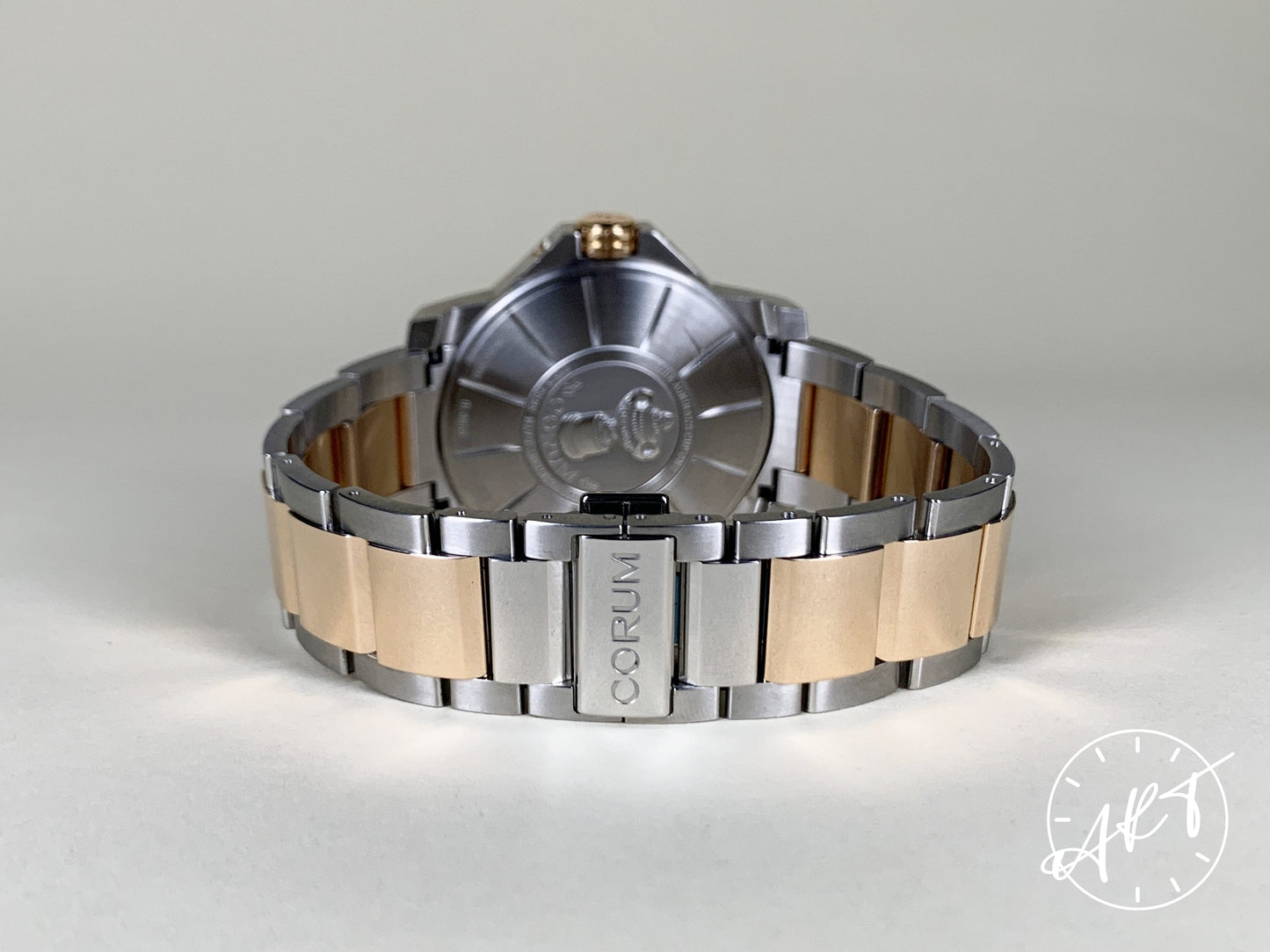 Corum Admiral's Cup GMT RG Bezel Black Dial 18K RG & SS Watch BP