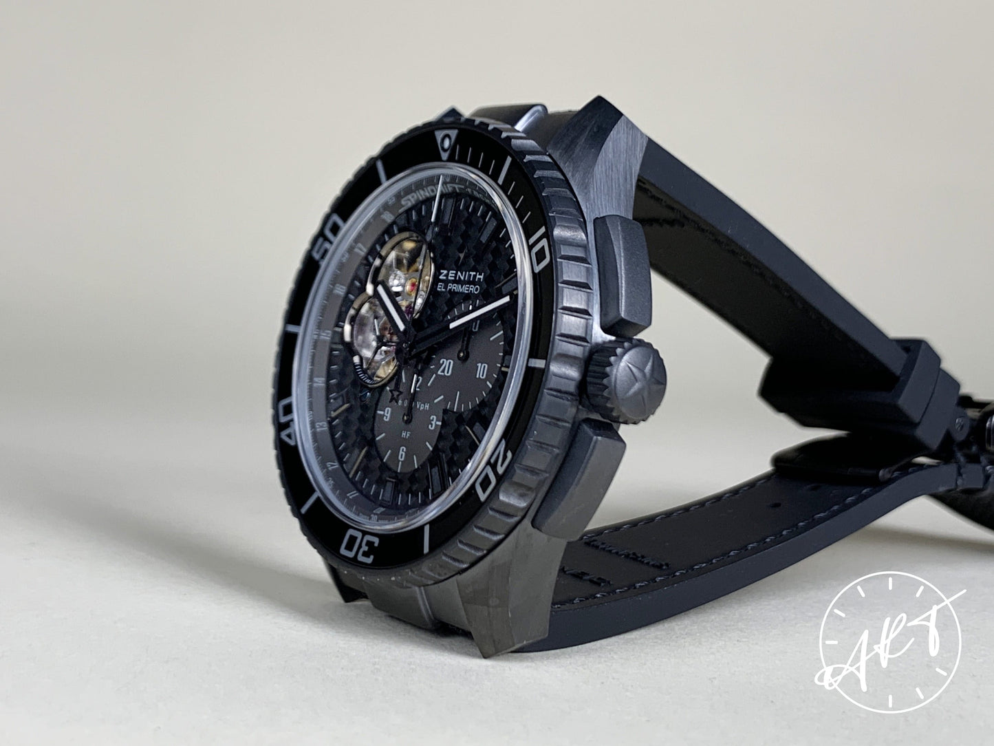Zenith El Primero Stratos Carbon Fiber & Skeleton Dial Black PVD Spindrift Watch BP