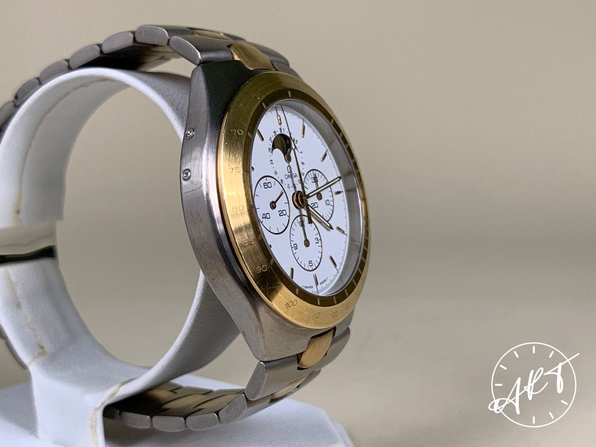 Vintage 1986 Omega Speedmaster Moonphase 18K Gold & Titanium Pilot Watch TA 345.0810