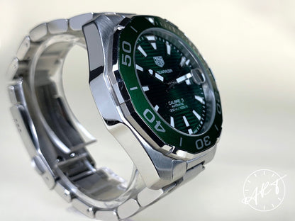 TAG Heuer Aquaracer Cal 5 Green Dial SS Auto Green "Hulk" Diver Watch w/ B&P