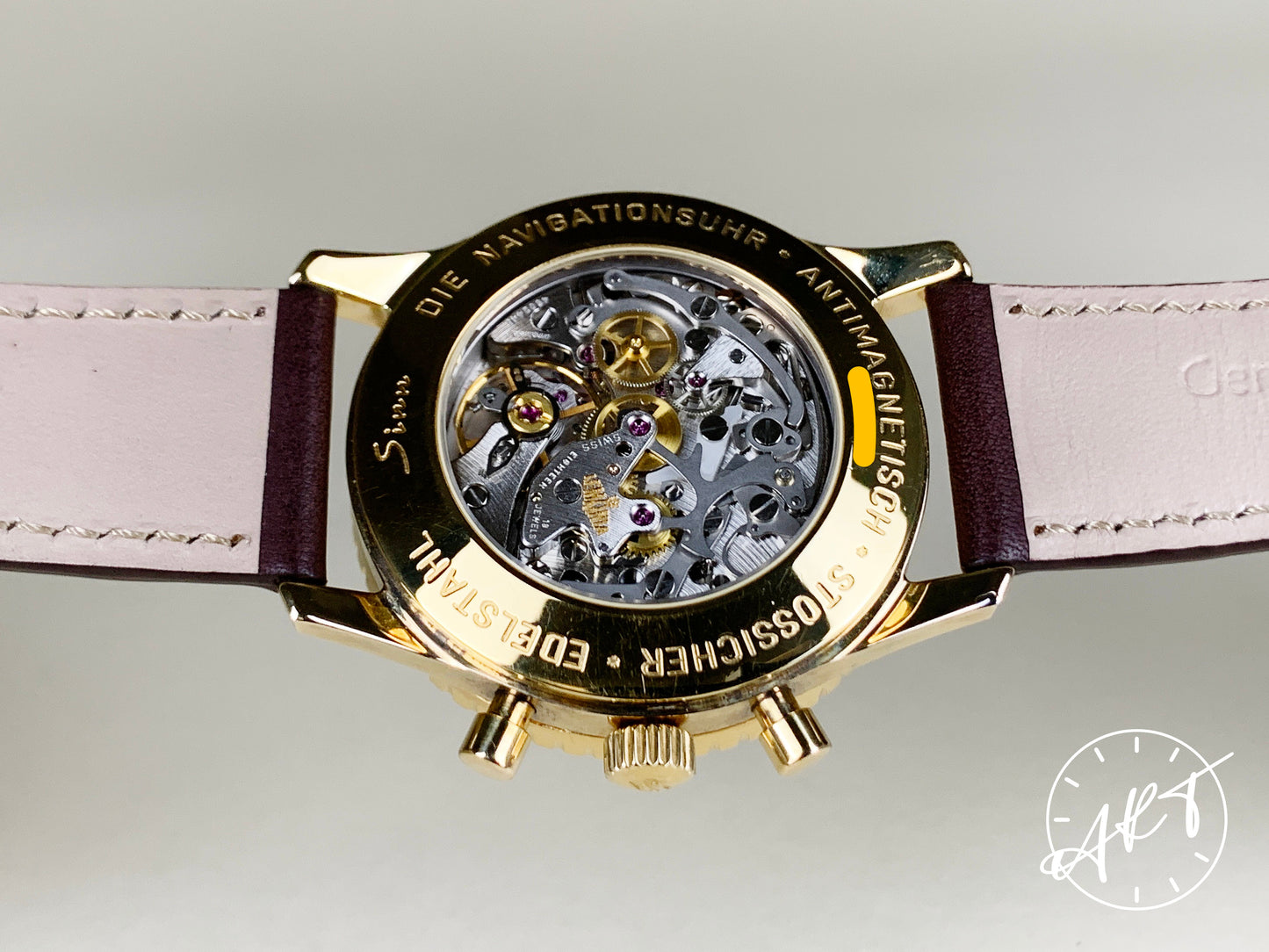 Sinn Navigation Chrono Inverted Panda Dial Gold Plated & SS Pilot Watch BP