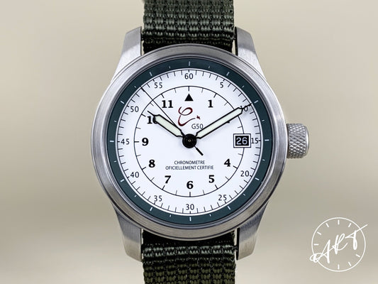 Orologi Calamai G50 Solotempo Green White Dial SS Auto Military Watch w/ B&P