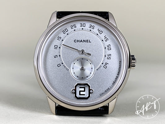 Chanel Monsieur de Chanel Jumping Hour Silver Dial 18K WG Manual Watch H4799 BP
