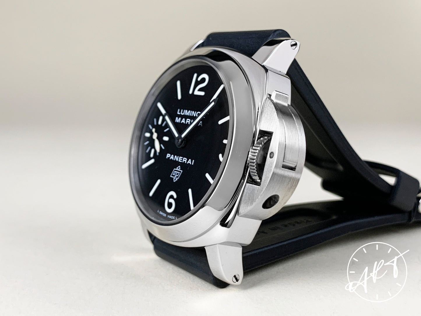 Panerai PAM 005 Luminor Marina Logo Black Dial SS Diver Watch PAM00005 BP