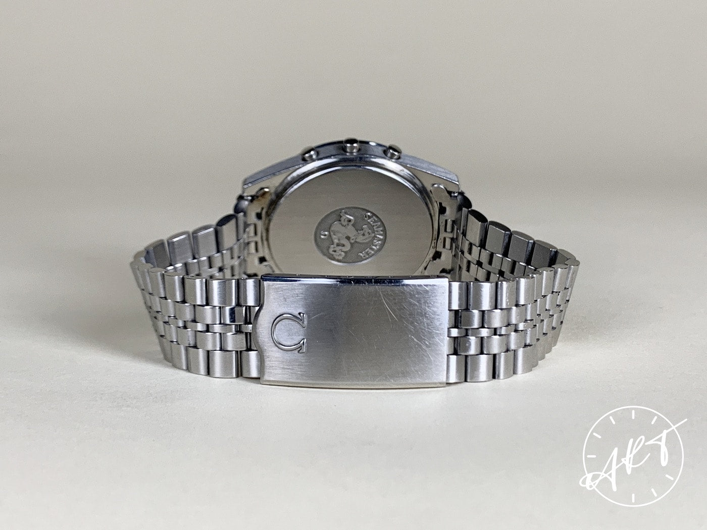 Vintage Omega Speedmaster Chronograph GMT Black Dial SS Quartz Watch 186.0004