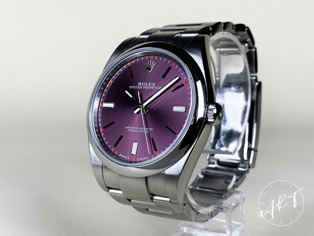 Rolex Oyster Perpetual 39 Purple Dial “Red Grape” Watch 114300 BP *Discontinued*