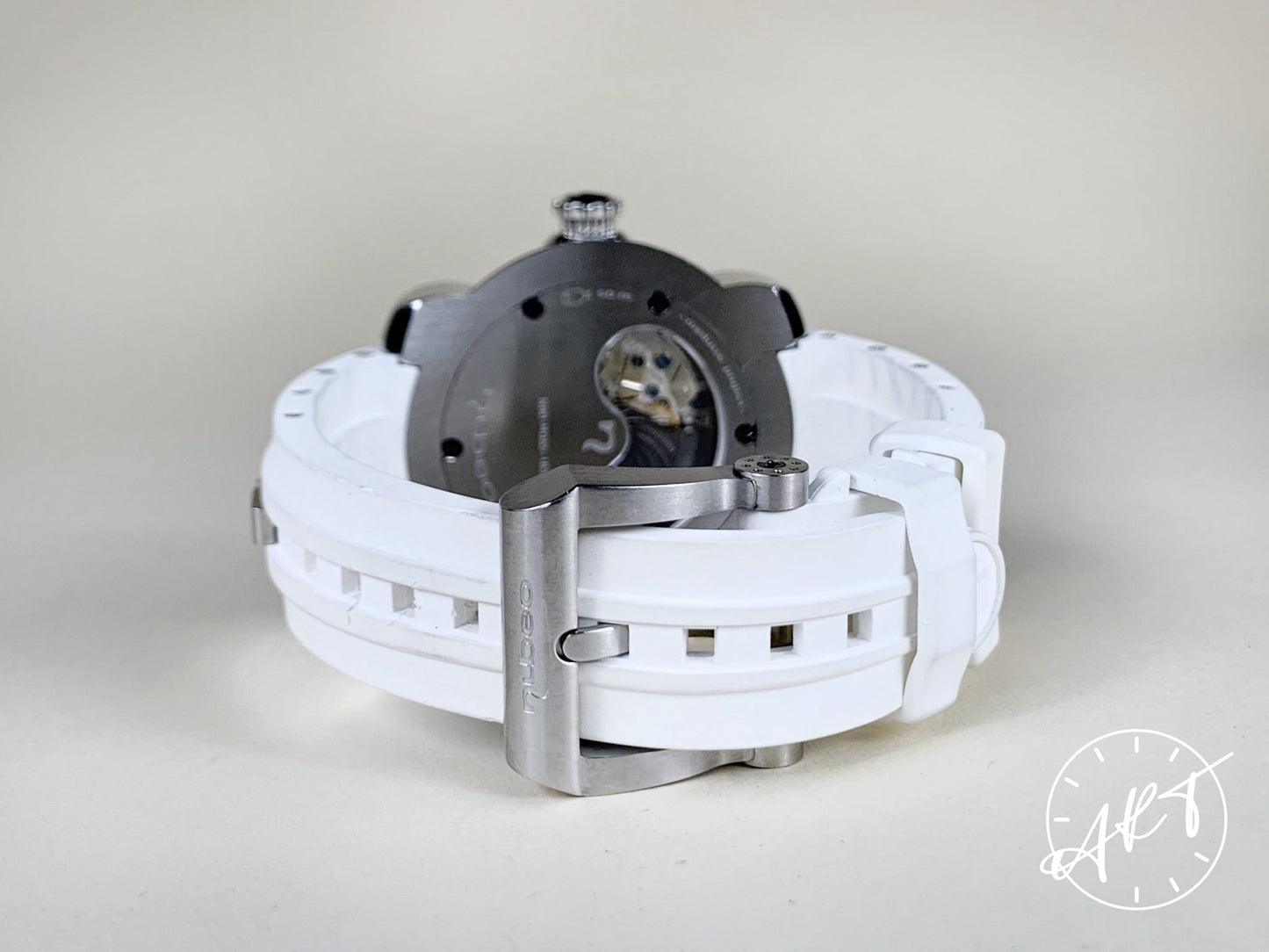 Nubeo Medusse Project White Bezel Silver Dial SS Auto Ltd Ed Diver Watch