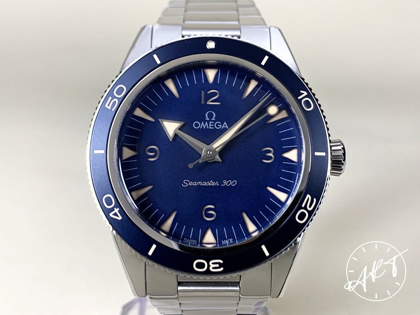 Omega Seamaster 300 Master Chronometer Blue Dial SS Auto Diver Watch w/ B&P
