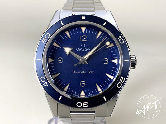 Omega Seamaster 300 Master Chronometer Blue Dial SS Auto Diver Watch w/ B&P