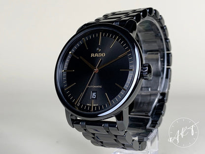 NEW Rado DiaMaster Black Dial Ceramic Automatic Watch 629.0073.3 in FULL SET