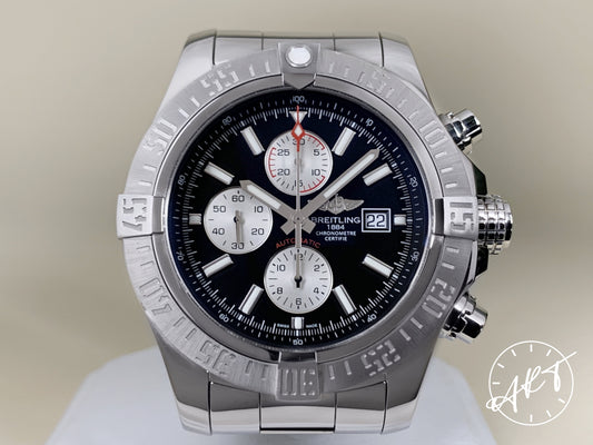 Breitling Super Avenger II Chrono “Volcano Black” SS Watch A13371 BP