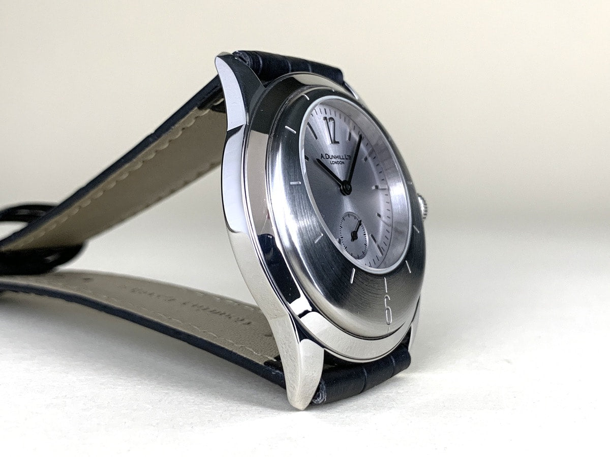 Alfred Dunhill x Centric 8045 Silver Dial SS Manual Watch • Black Leather Strap