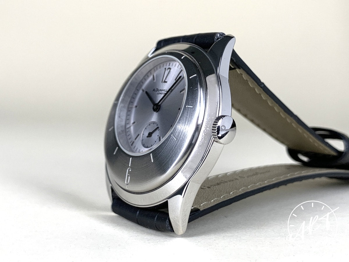 Alfred Dunhill x Centric 8045 Silver Dial SS Manual Watch • Black Leather Strap