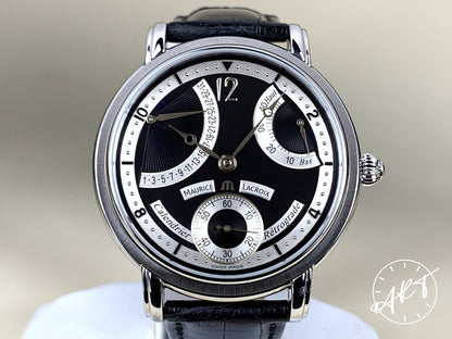 Maurice Lacroix Masterpiece Retrograde Retrograde Black Dial SS Watch MP7068 BP