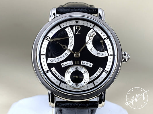 Maurice Lacroix Masterpiece Retrograde Retrograde Black Dial SS Watch MP7068 BP
