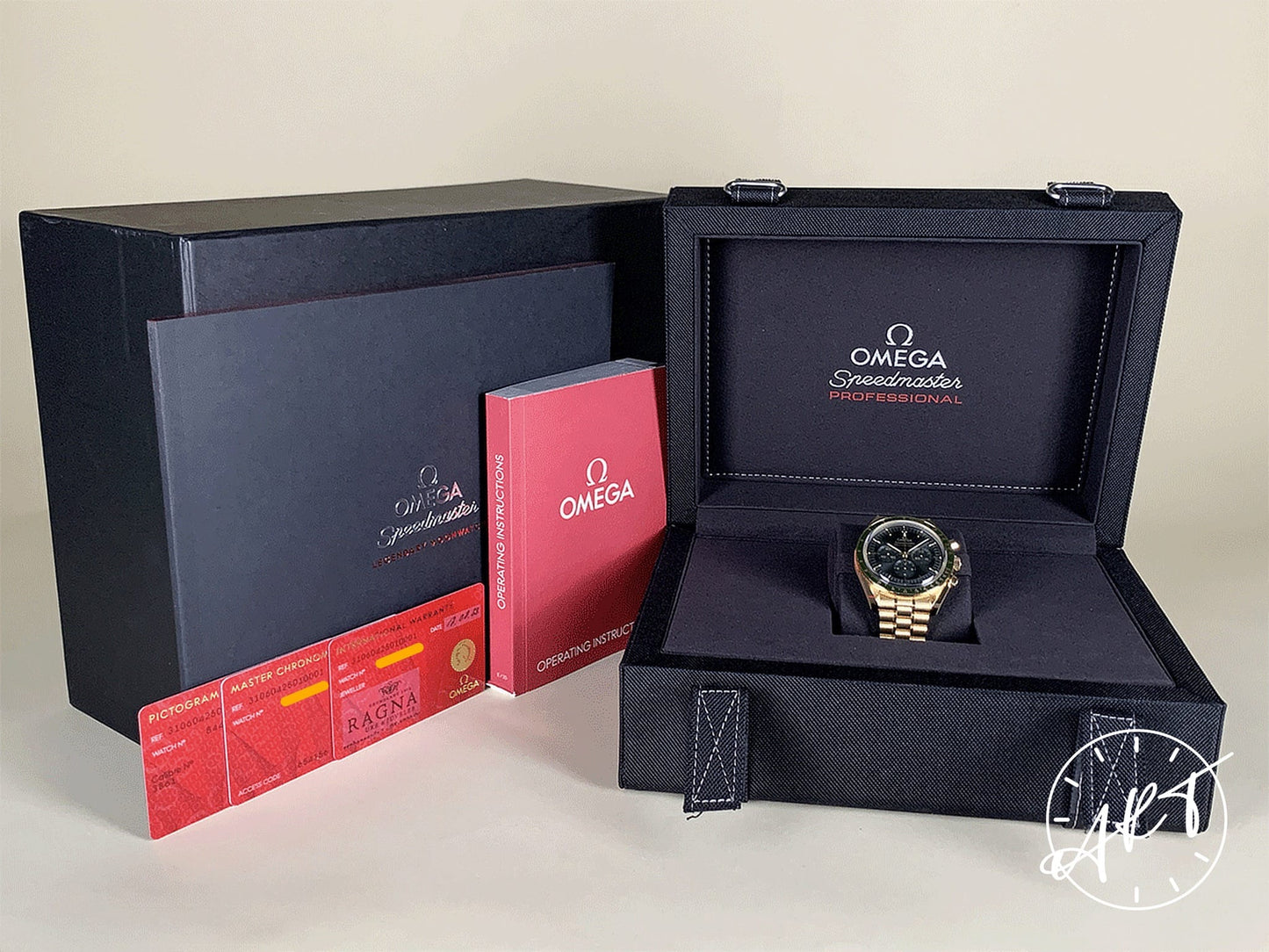 Omega Speedmaster Professional Chrono Green Dial Moonshine Gold Manual Watch BP