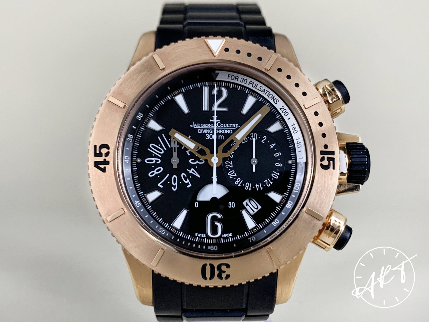 Jaeger-LeCoultre Master Compressor Chrono Black Dial 18K RG Watch 160.2.25 w/Box