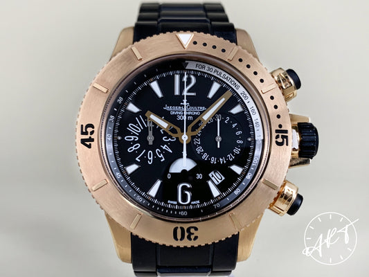Jaeger-LeCoultre Master Compressor Chrono Black Dial 18K RG Watch 160.2.25 w/Box