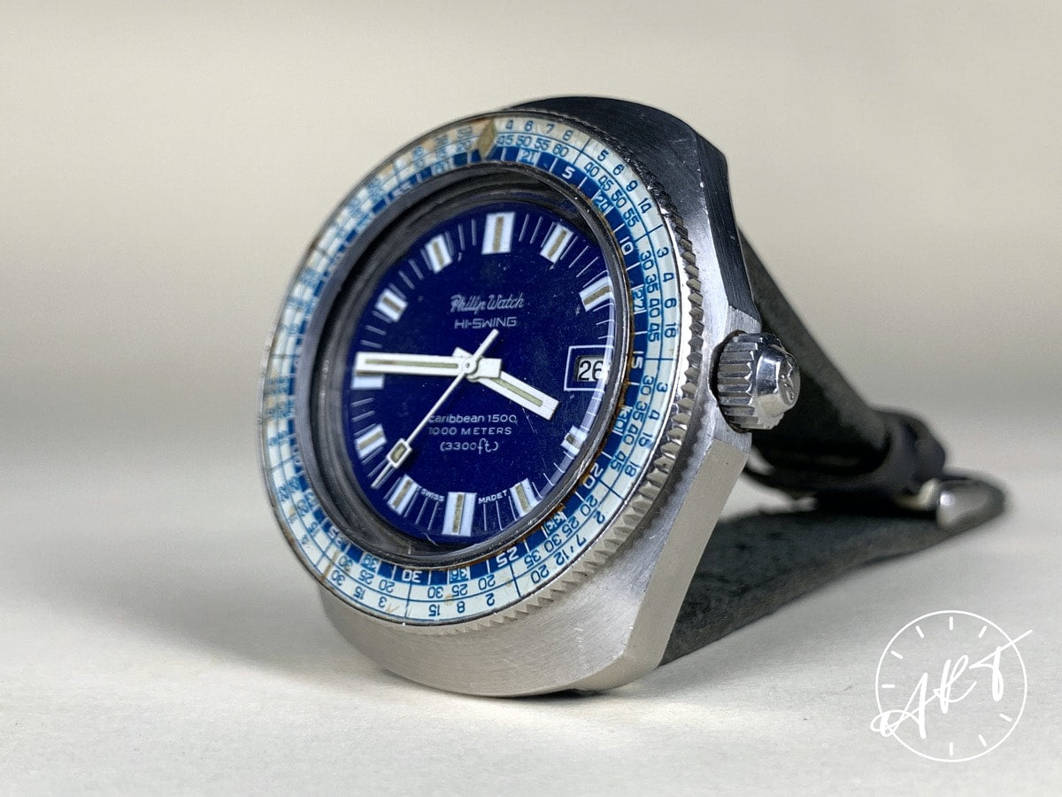 Vintage Jenny Caribbean 1500 for Philip Watch Hi-Beat Blue Dial SS Auto Watch