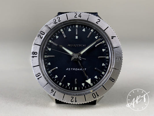 Vintage 1969 Accutron Astronaut 214 Black Dial SS Tuning Fork Pilot Watch