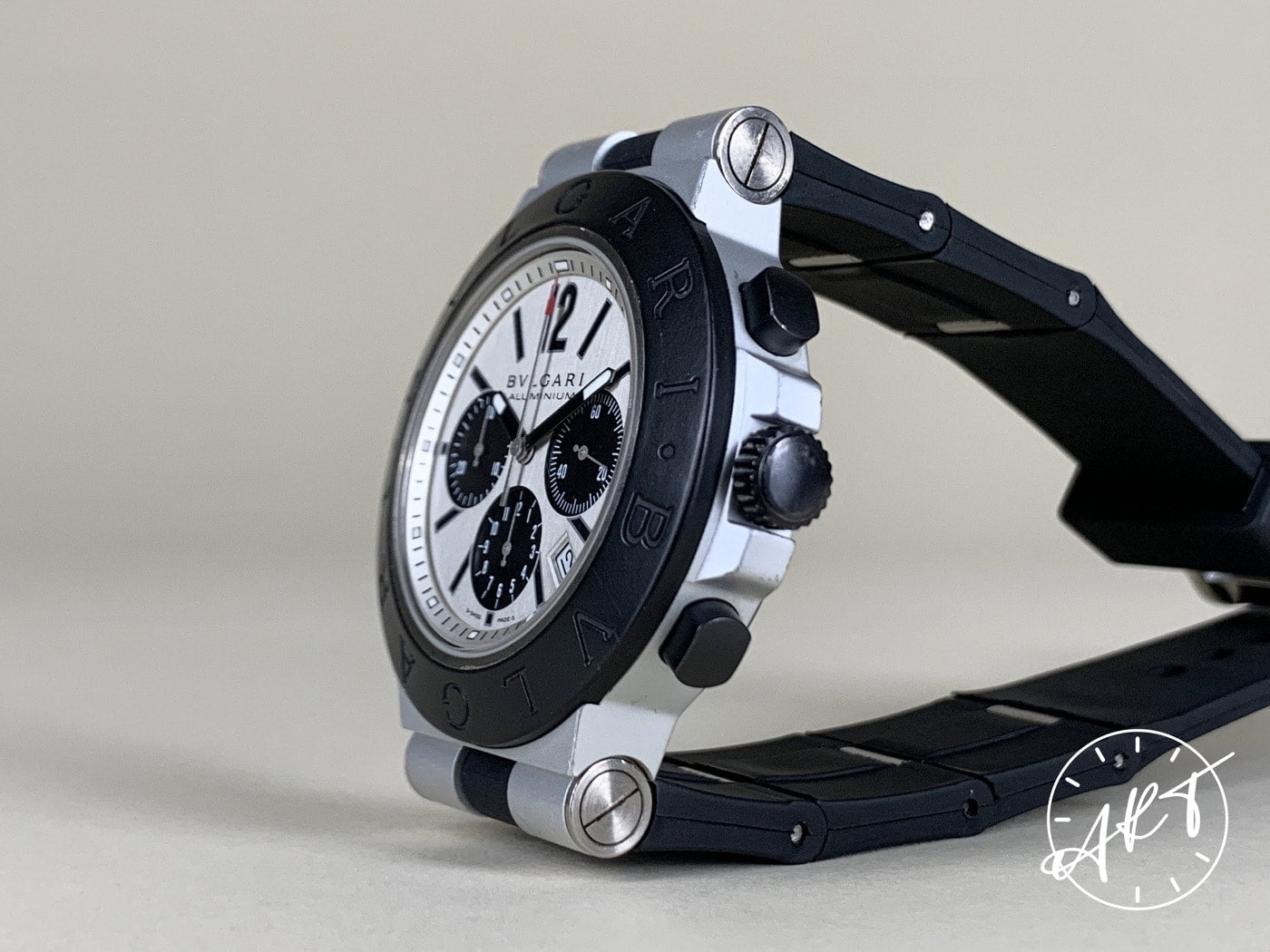 Bvlgari Diagono Chrono Black & Silver Dial Aluminum Watch AC 44 TA
