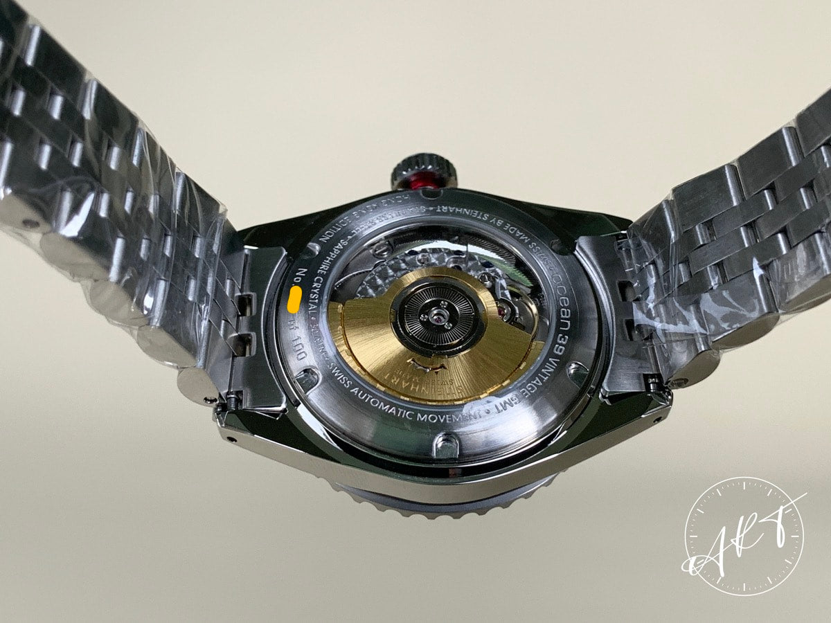 NEW Steinhart Ocean 39 Vintage GMT Black Dial SS Hong Kong Ltd Diver Watch BP