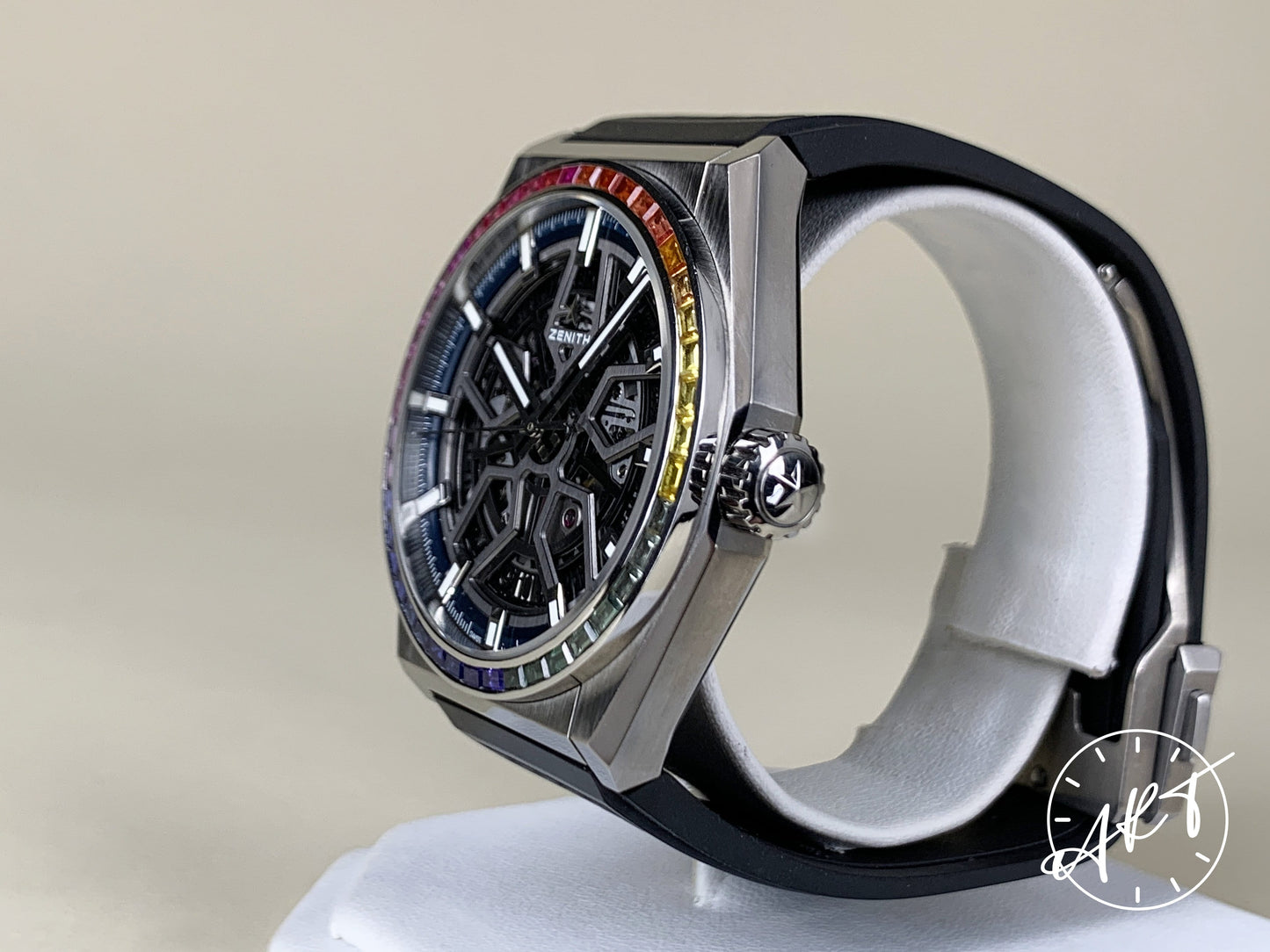Zenith Defy Classic Black Dial Titanium Watch w/ Box w/ Additional Rainbow Bezel