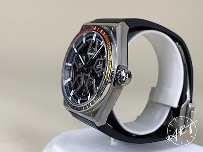 Zenith Defy Classic Black Dial Titanium Watch w/ Box w/ Additional Rainbow Bezel