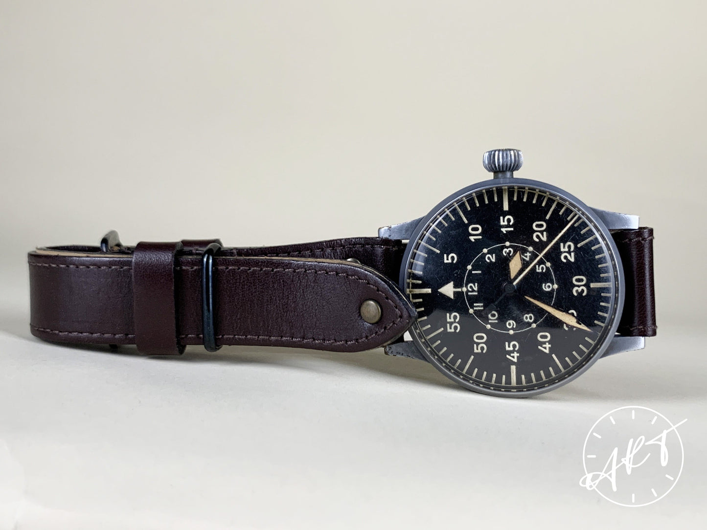 Vintage 1940s Laco B-UHR Black Dial Steel WW2 Luftwaffe Pilot Military Watch