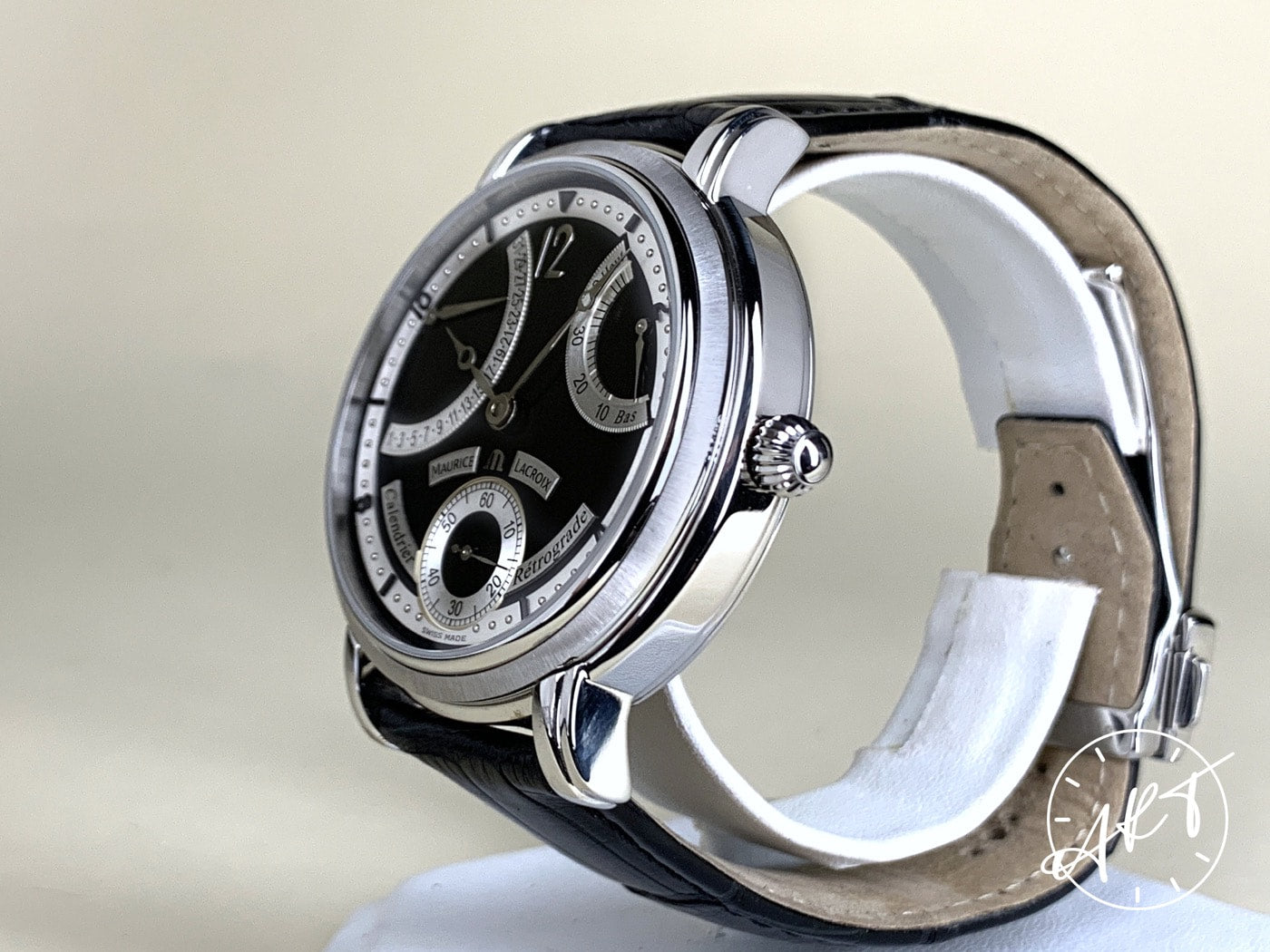 Maurice Lacroix Masterpiece Retrograde Retrograde Black Dial SS Watch MP7068 BP