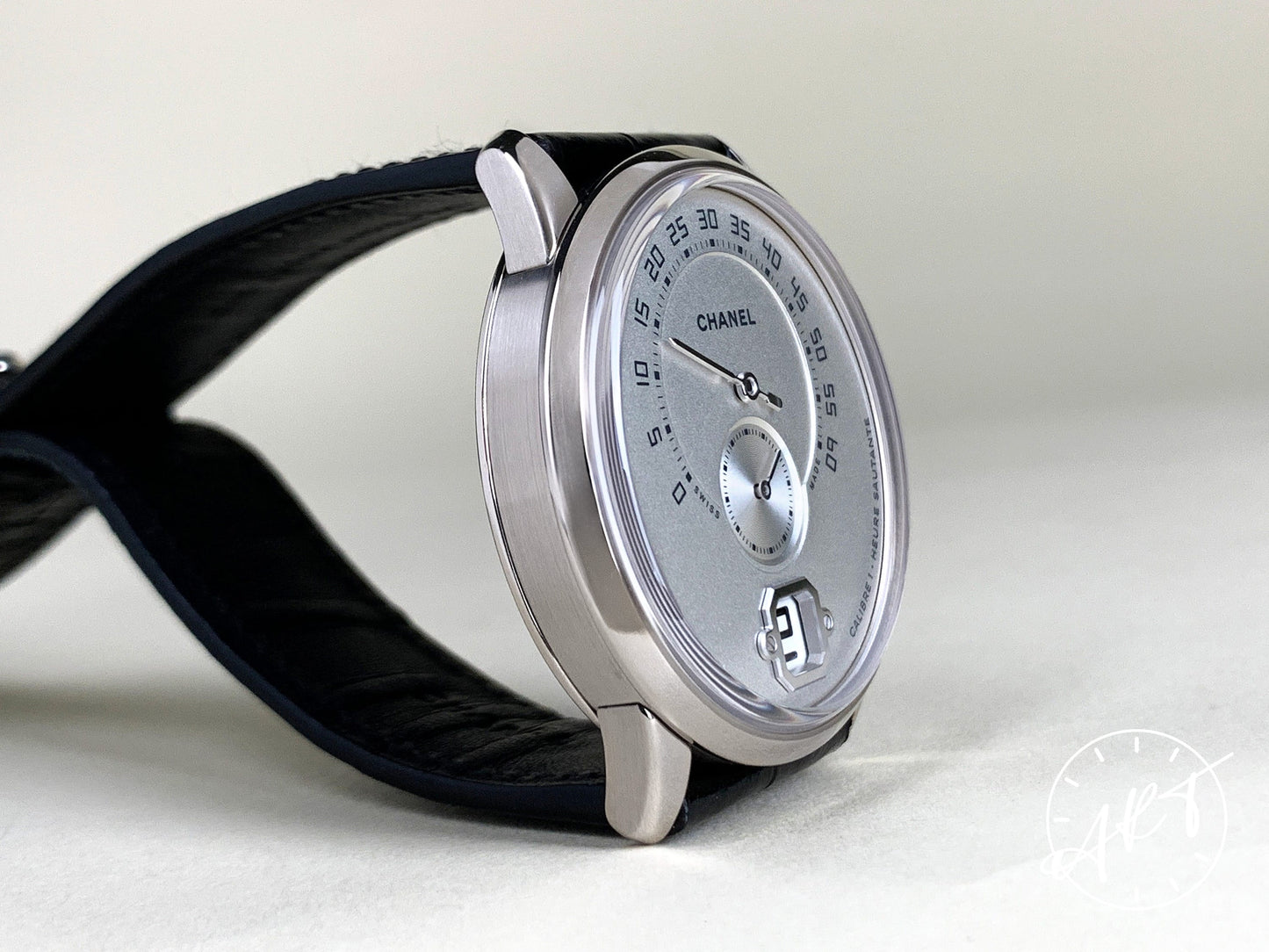 Chanel Monsieur de Chanel Jumping Hour Silver Dial 18K WG Manual Watch H4799 BP
