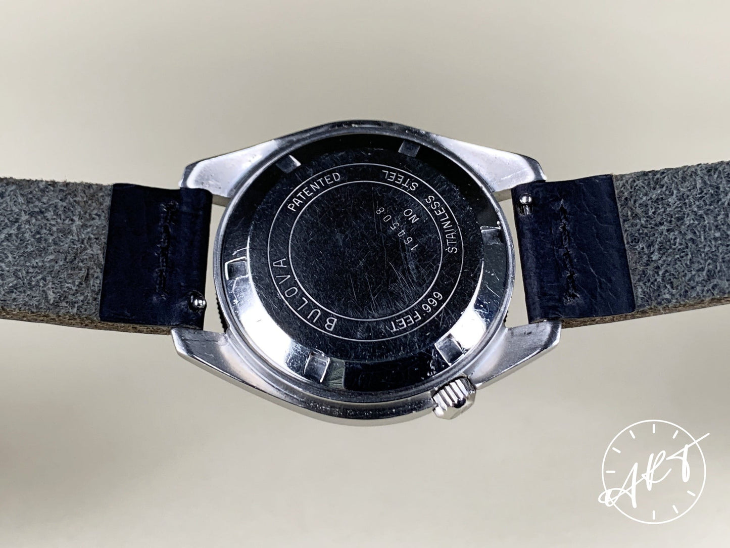Vintage 1970 Accutron Deep Sea 666 Feet 218 Black Dial SS Tuning Fork Watch BP