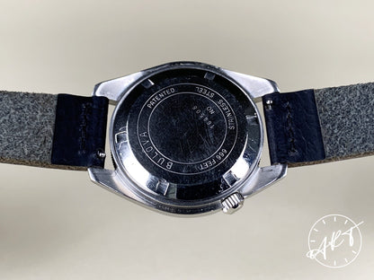 Vintage 1970 Accutron Deep Sea 666 Feet 218 Black Dial SS Tuning Fork Watch BP