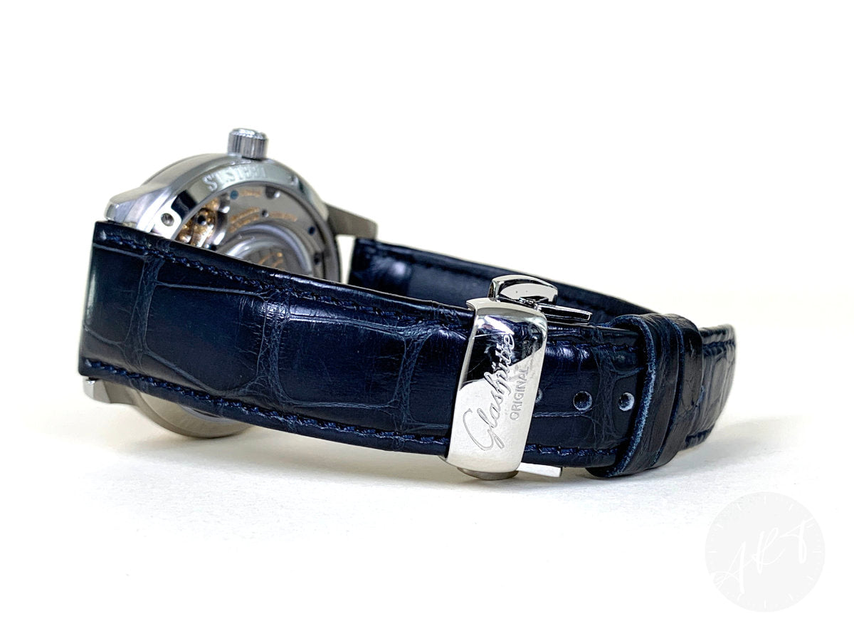 Glashütte Original PanoMaticLunar Blue Dial Stainless Steel Auto Watch w/ B&P