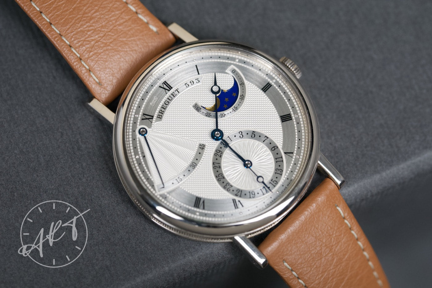 Breguet Classique Moonphase Silver Dial 18K WG Auto Watch 7137BB w/ Paper