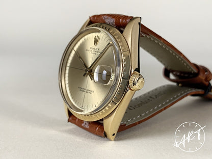 Vintage 1972 Rolex Oyster Perpetual Date Gold Dial “Zephyr” 14K Gold Watch 1512