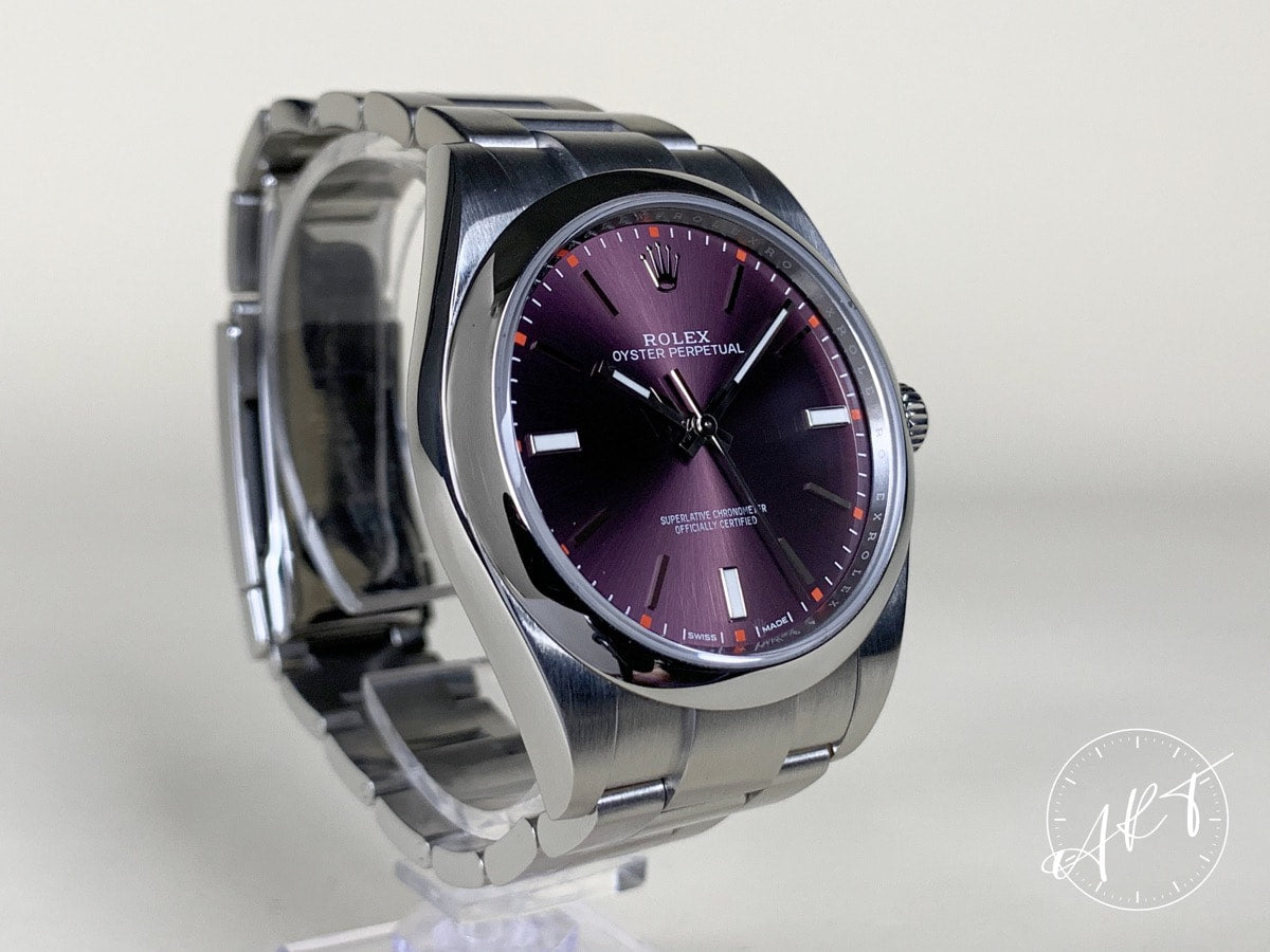 Rolex Oyster Perpetual 39 Purple Dial “Red Grape” Watch 114300 BP *Discontinued*
